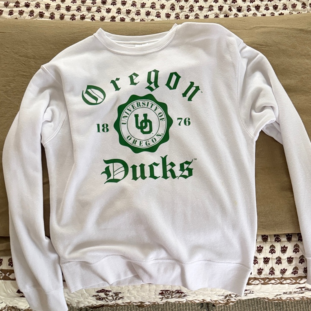 University of Oregon Ducks White Crewneck Sweatshirt